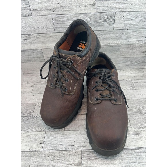 Timberland PRO Shoes Mens Size 12 Wide Brown Leather Work Anti-Fatigue EH ASTM - Picture 1 of 14